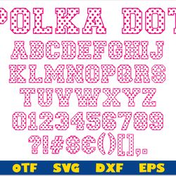 polka dot font otf, polka dot font svg cricut, polka dot pattern font svg, girly fonts, pink font svg, sport font ttf