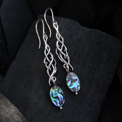 Abalone shell earrings handmade sterling silver earrings