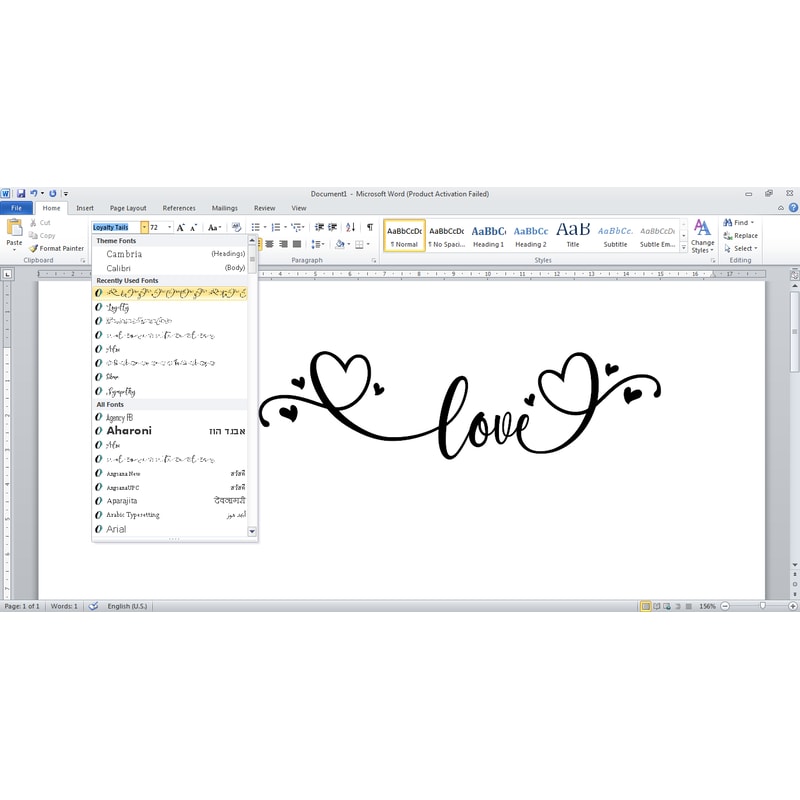 Loyalty Font with Hearts | Font with Tails, Cursive Font, Va | Inspire ...