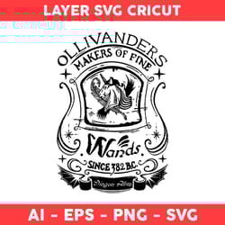 ollivanders makers of fine wands since 382 bc svg, harry potter svg, magic wizard svg, hogwarts svg - digital file