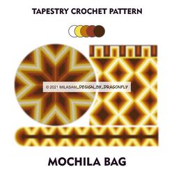 Wayuu Mochila Bag, Tapestry Crochet Bag Pattern PDF, Tote Bag DIY, Beach Bag, Shoulder bag, boho handbag, Shopping bag