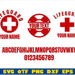 lifeguard svg bundle diy personalized | lifeguard emblem & lifeguard font | life guard svg files for cricut, life guard