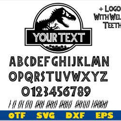 jurassic park font svg ttf, jurassic park logo with welded teeth svg png, dinosaur font, dino font