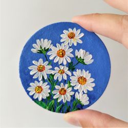 Handpainted Daisies Acrylic Painting Decor | Fridge Magnets