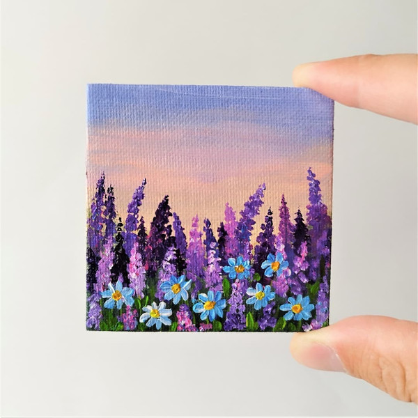 Miniature-painting-magnet-for-refrigerator-landscape-field-of-wildflowers.jpg