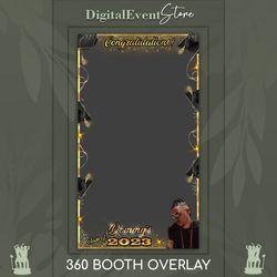 360 Overlay Class of 2023 Photo booth 360 Custom Template Overlay 360 Graduation Caps Videobooth Gold Prom Selfie 360