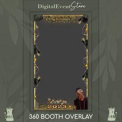 360 overlay class of 2025 photo booth 360 custom template overlay 360 graduation caps videobooth gold prom selfie 360