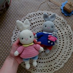 PATTERN Crochet Little Bunny in crochet dress and pants. PDF Amigurumi Bunny. Amigurumi Bunny Pattern. Tutorial pdf