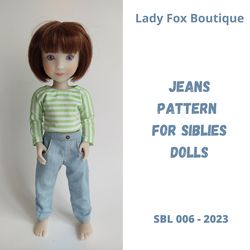 Jeans pattern for Siblies dolls by Ruby Red Fashion Friends