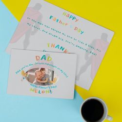 printable canva father's day card, happy father's day to my hero