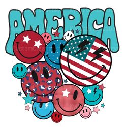 American Flag Smiley Faces Collage PNG