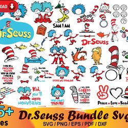 55 dr seuss bundle svg, dr seuss svg, cat in the hat svg