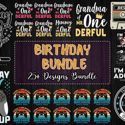 25 designs birthday bundle svg, birthday gamer svg, birthday family svg