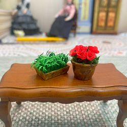 Flowers in a pot for a dollhouse. Flowers set. Dollhouse accessories. 1:12. Flowers for a doll.