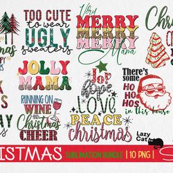 10 designs christmas quote png bundle, christmas png