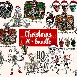 20 christmas skeleton png bundle, christmas skull png