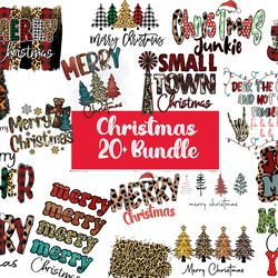20 files leopard buffalo plaid christmas png bundle, christmas png