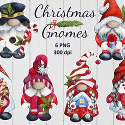 6 designs merry christmas gnome png bundle, winter gnome png