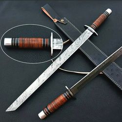 Katana Sword, Handmade Damascus Steel Blade Sword, Japanese Samurai Sword, Personalized gift, Tanto Sword, wedding gift,