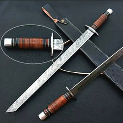 katana sword, handmade damascus steel blade sword, japanese samurai sword, personalized gift, tanto sword, wedding gift,