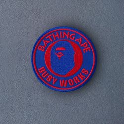 Bape Ape Head Sew on Patch Bathing ape patch Busy works Blue and red