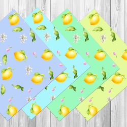 Pattern clipart with lemon seamless pattern for fabric -Watercolor lemon seamless digital paper - Scrapbook paper