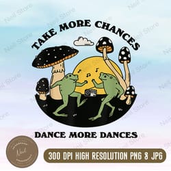 dancing frog retro png, toad and frog poster png, trendy aesthetic png mushroom decor, cute quote bedroom png, png high