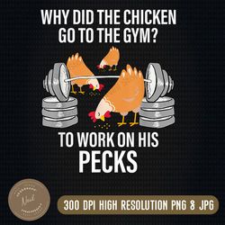 why did the chicken go to the gym png, funny animal png, png high quality, png, digital download