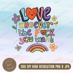 love whoever the f you want, lgbqt png, pride month png, lgbt png, rainbow png, retro frog png, gay pride trendy png