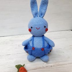 Hand Crochet Funny Rabbit Bunny with a Big Pockets Plush Toys Stuffed Toys Animals Knit Gift Ideas