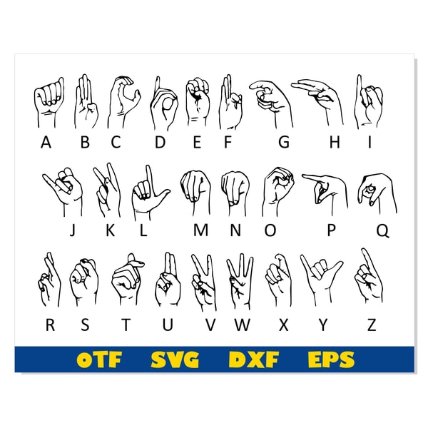 ASL American Sign Language Font OTF, ASL svg, American Sign | Inspire ...