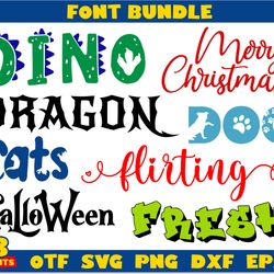font bundle | dinosaur font, christmas font, cat font, dog font, dragon font, valentines day font heart, graffiti font