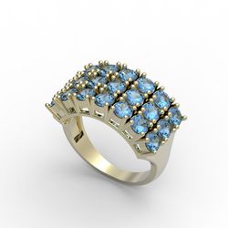 3d Model Of A Jewelry Ring With Large Gemstones, Ready For Printing. 3d Printing