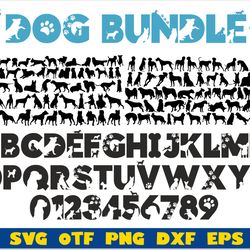 dog bundle svg, dog font svg, dog font otf, dog font svg cricut, dog silhouette svg, dog bundle png, dog letters svg