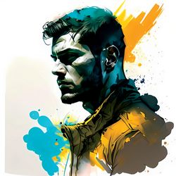 Brutal Man in Yellow Jacket - Powerful Digital Art