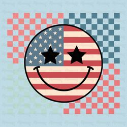 american flag smiley png, 4th of july png, retro smiley png, patriotic png, american smiley, vintage usa flag png.