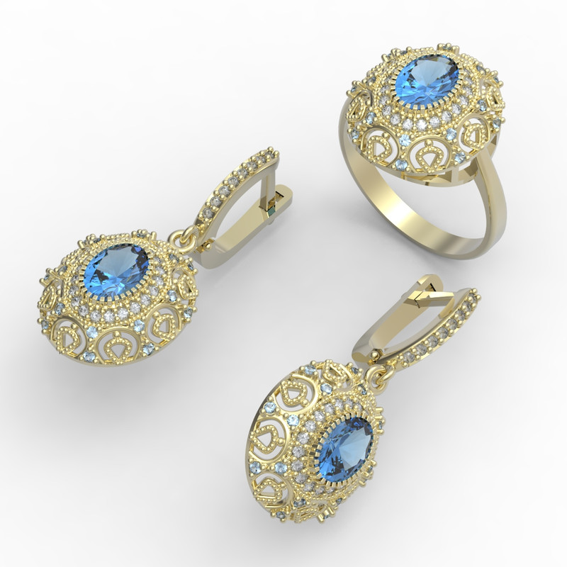 3d model of a jewelry ring and earrings with a large gemstone for printing (2).jpg