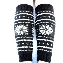 Norwegian leg warmers hand knitted merino wool leg warmers with Scandinavian stars unisex adult leggings Christmas gift