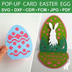 3D pop-up layered card Easter Egg SVG for Cricut, DXF for Silhouette, FCM for Brother, PDF cut files