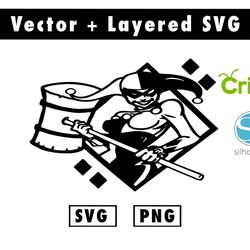 harley quinn svg and png files for cricut machine , anime svg , manga svg , goku svg