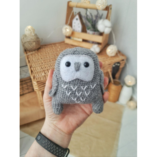 Stuffed gray owl toy for baby gift..jpg