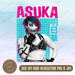 wwe asuka kanji neon colored distressed portrait png, png high quality, png, digital download