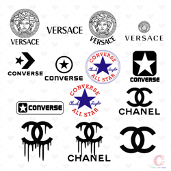 brand logo bundle svg, brand svg, versace svg, versace logo svg, converse svg, channel svg
