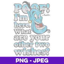 disney aladdin poof! two more wishes genie big face logo