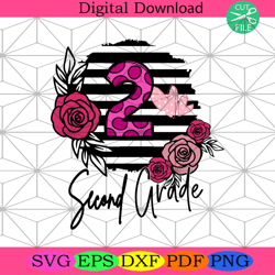 second grade svg, back to school svg, hello grade svg, flower svg, hello 2nd grade svg, school svg, 2nd grade svg