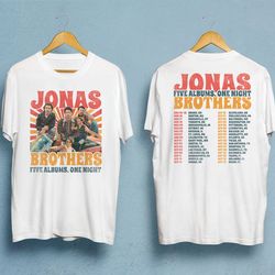 jonas brothers tour shirt, jonas retro 90's sweatshirt, joe jonas double sided shirt, five albums one night shirt