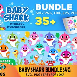 35 baby shark bundle svg, cartoon svg, baby shark svg, kids svg, cartoon svg, baby shark svg, kids svg, baby shark theme