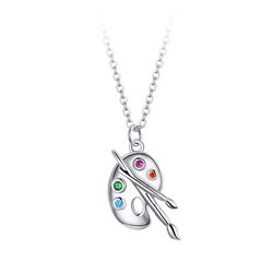 Artist palette necklace, Sterling silver pendant, Gift for artist