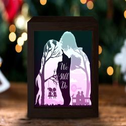 couple valentine day paper cut light box