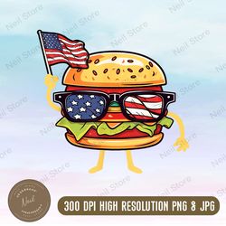 burger sunglasses american flag usa png, usa 4th of july png, png high quality, png, digital download